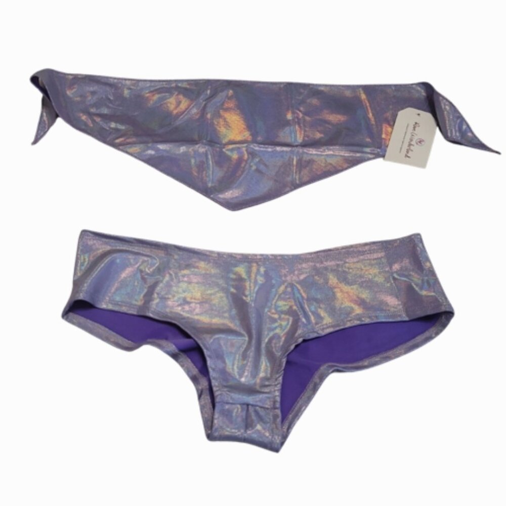 Purple holographic bandana & bottoms